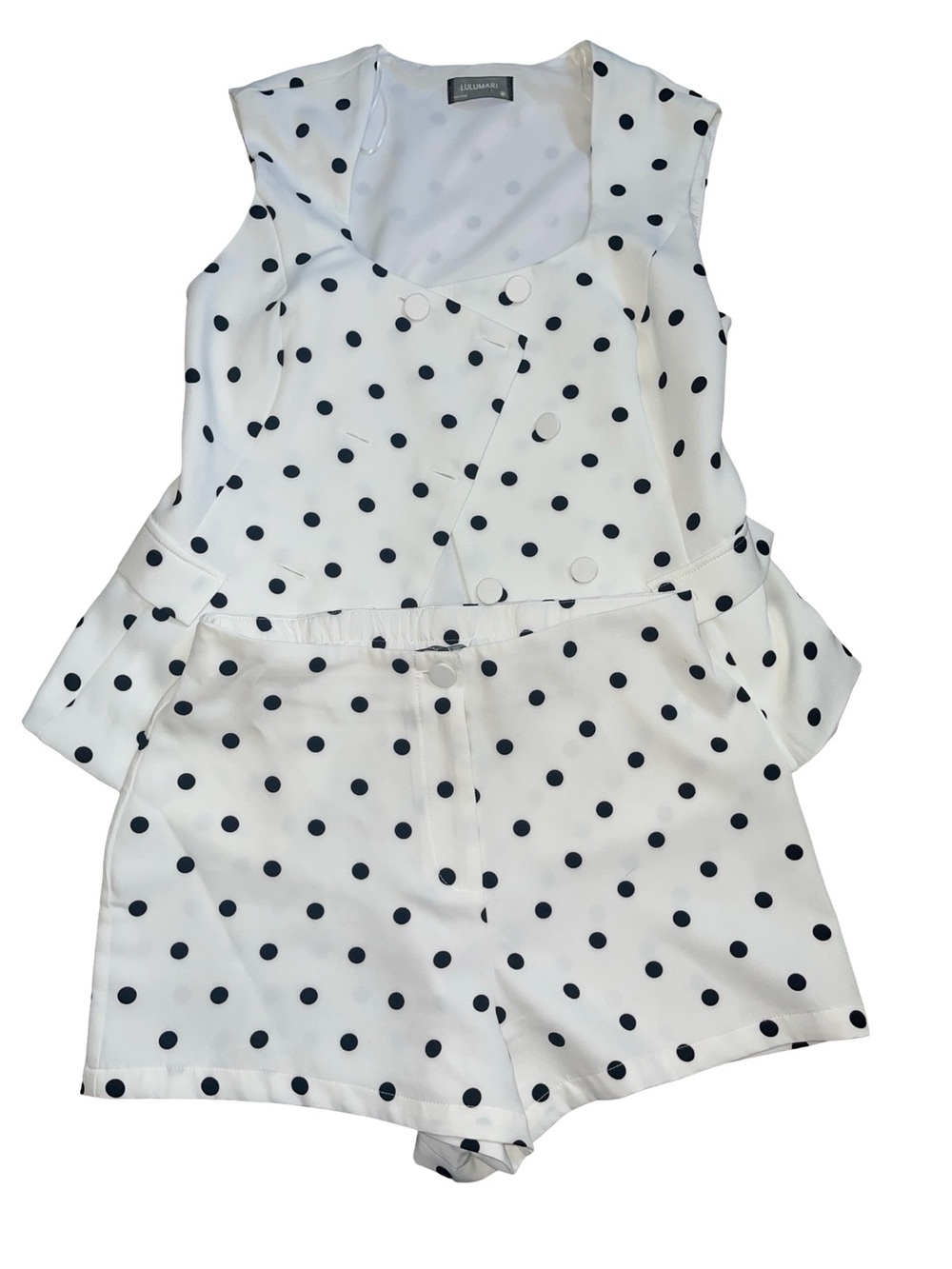 Lulumari Polka Dot 2-Piece Set - Vest & High-Waist Shorts size M